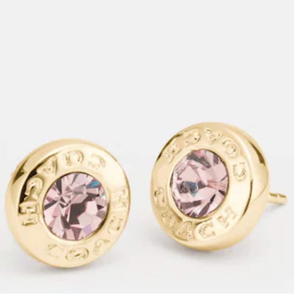 COACH NEW YORK Gold Open Circle Stud Earrings
